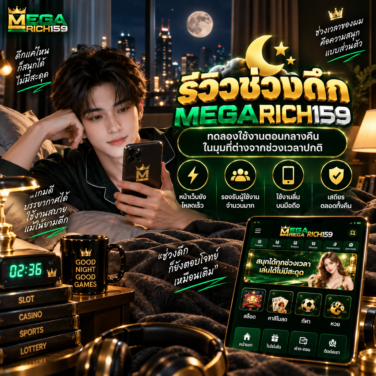 รีวิวช่วงดึก MEGARICH159 ทดลองใช้งานตอนกลางคืนในมุมที่ต่างจากช่วงเวลาปกติ